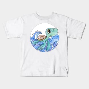 Blue sea turtle baby nursery kids gift Kids T-Shirt